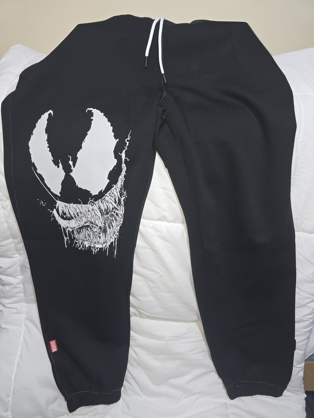 Marvel Black Men's Joggers with White Venom Graphic